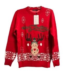 NWT Holiday Christmas Sweater Reindeer Ugly Festive Medium